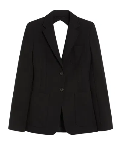 Max Mara Tailored Black Jacket With Classic Lapel In Animal Print