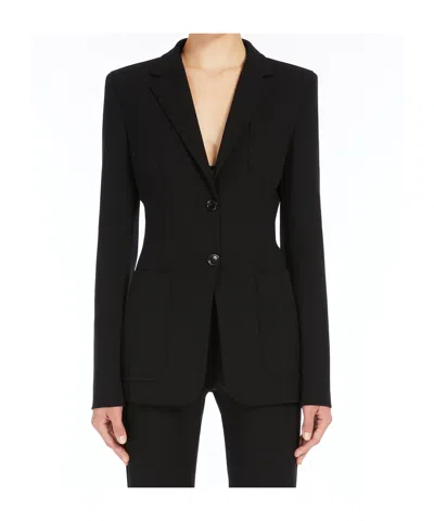 Max Mara Tailored Black Jacket With Classic Lapel In Animal Print