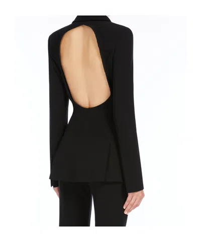 Max Mara Tailored Black Jacket With Classic Lapel In Animal Print