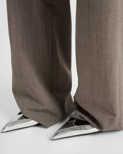 Prada Satin And Metallic Leather Pumps In Black