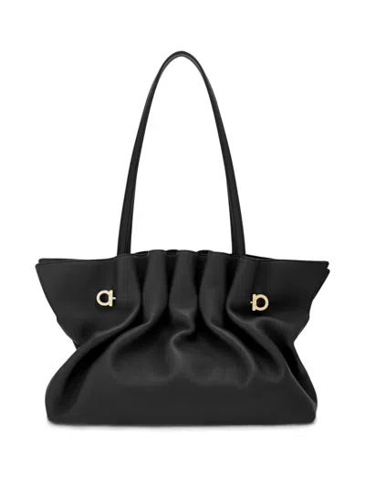 Ferragamo Medium Soft Shoulder Bag In Black