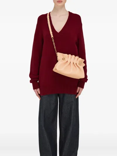 Ferragamo Pink Crossbody Bag With Chain-link Handle And Gancini Plaque On The Front In Pink