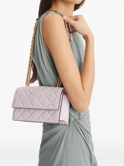 Tory Burch Small Fleming Leather Shoulder Bag In Purple