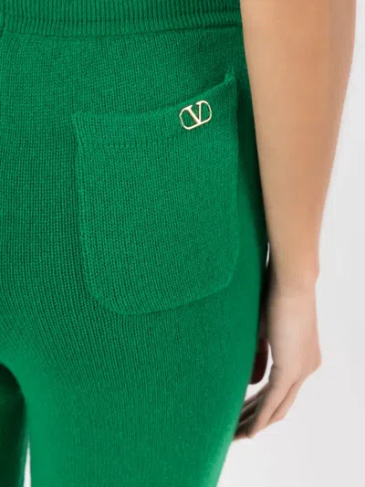 Valentino Garavani Drawstring Wool Trousers In Green