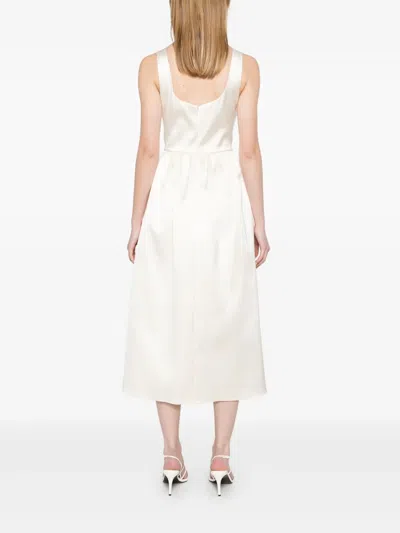 Self-portrait Floral-appliqué Satin Midi Dress In Multicolor