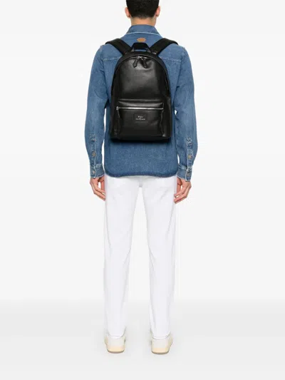 Polo Ralph Lauren Large Dome-shaped Backpack In Smooth Leather In Black