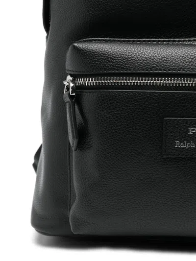 Polo Ralph Lauren Large Dome-shaped Backpack In Smooth Leather In Black