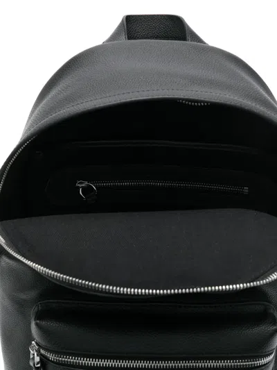 Polo Ralph Lauren Large Dome-shaped Backpack In Smooth Leather In Black