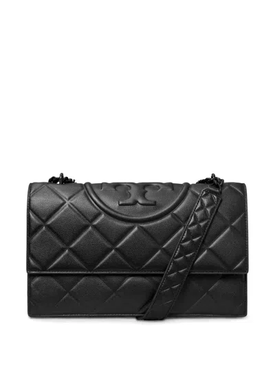Tory Burch Small Fleming Diamond Quilted Leather Convertible Shoulder Bag In Black