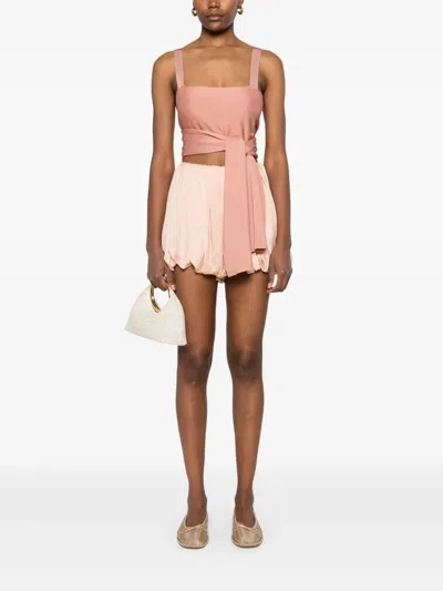 Chloé Cropped Front-tie Tank Top In Shiny Viscose Knit In Pink