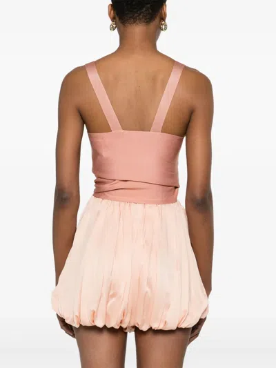 Chloé Cropped Front-tie Tank Top In Shiny Viscose Knit In Pink