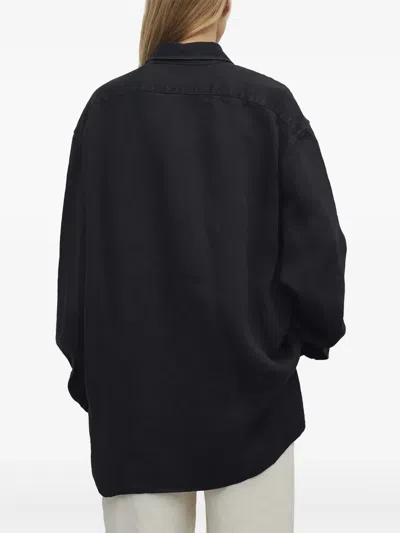 The Row Nesson Linen Long Shirt In Black