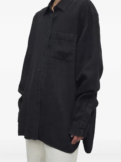 The Row Nesson Linen Long Shirt In Black