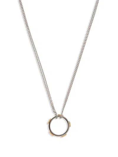 Tory Burch Logo Charm Necklace In Silver