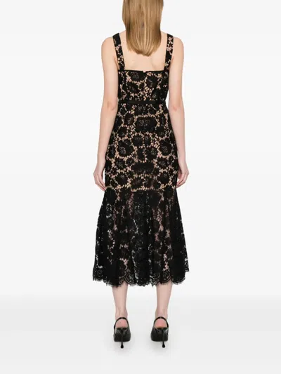 Self-portrait Fine Lace Midi Dress In Black