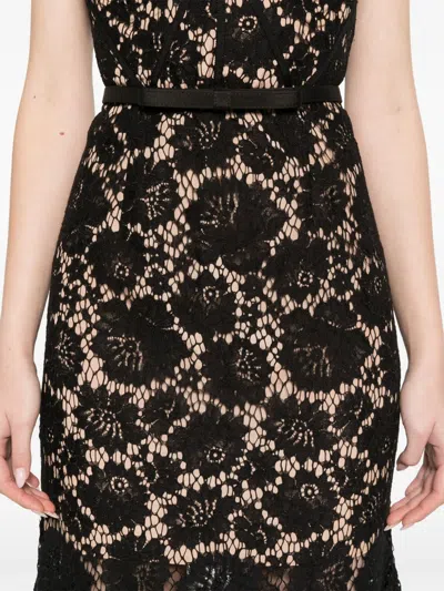 Self-portrait Fine Lace Midi Dress In Black