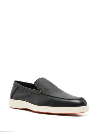 Santoni Grey Suede Botanist Loafers In Black
