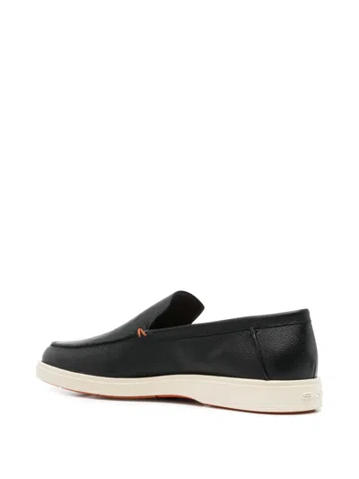 Santoni Grey Suede Botanist Loafers In Black