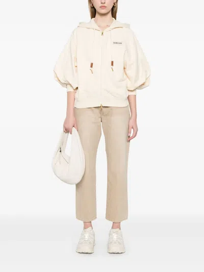 Moncler Drawstring-hood Kangaroo-pocket Jacket In White