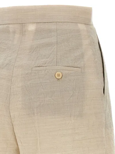 Max Mara Front Pleated Shorts With Back Buttoned Pockets In Brown