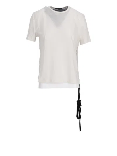 Ann Demeulemeester Fanie October And The Eyes Print T-shirt With Strap In White