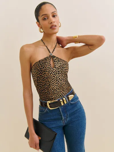 Reformation Juniper Halter Top In Marron