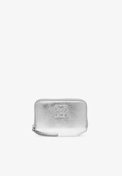 Givenchy 4g Liquid Zipped Wallet In Laminated Leather In Silver