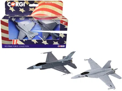 Corgi General Dynamics F-16 Fighting Falcon Fighter Aircraft And Mcdonnell Douglas F/a-18 Super Hornet Fig