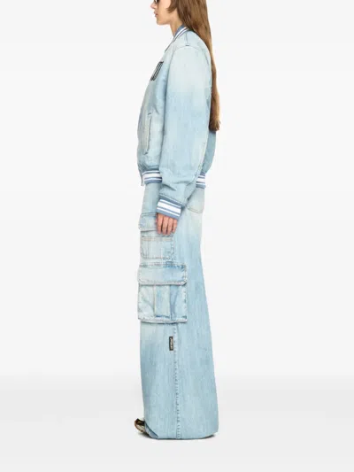 Off-white Denim Bomber Jacket In Blue