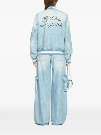 Off-white Denim Bomber Jacket In Blue