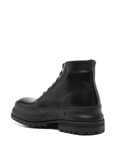 A Diciannoveventitre Leather Boots In Black