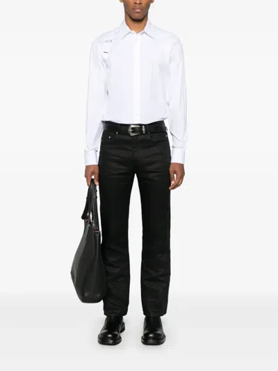 Alexander Mcqueen Men White Poplin Shirt, M Luxury Shirts For Men Darveys In White