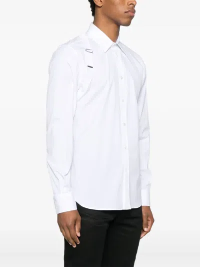 Alexander Mcqueen Men White Poplin Shirt, M Luxury Shirts For Men Darveys In White