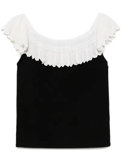 Agnès B. Chantilly-lace Top In 黑色