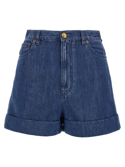 Valentino Denim Shorts With Back Pockets And Belt Loops In Blue