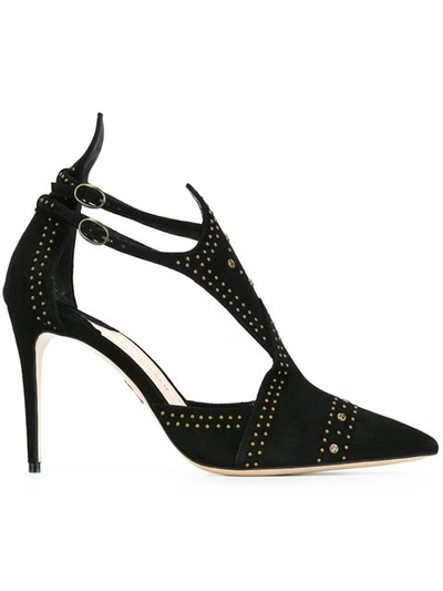 Paul Andrew 110mm Sharifa Studded Suede Pumps, Black