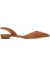 Paul Andrew Rhea Suede D'orsay Slingback Flat In Sepia