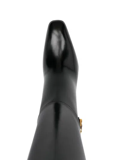 Saint Laurent Black Smooth Leather Julia Boots In Black