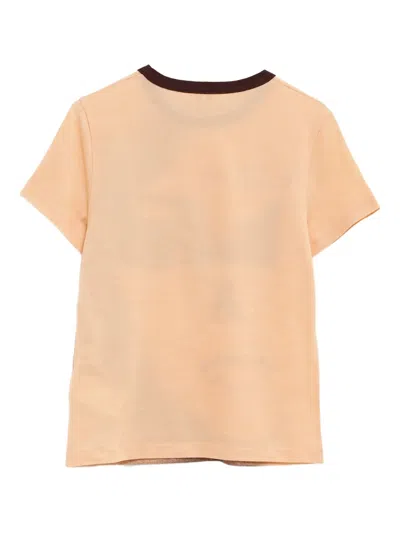 Chloé Women Multicolor Crewneck T-shirt With Maxi Graphic Print On The Front In Wool Blend Woman In Neutral