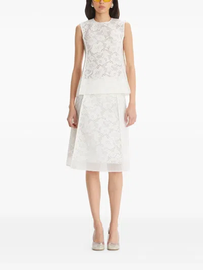 Tory Burch Corded Lace Skirt In 白色