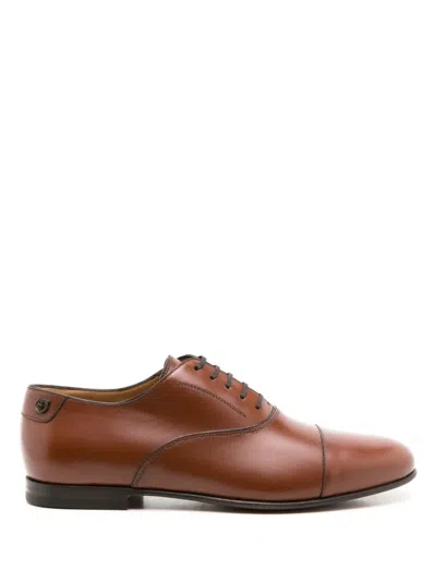 Ferragamo Almond-toe Leather Lace-up Shoes In Brown