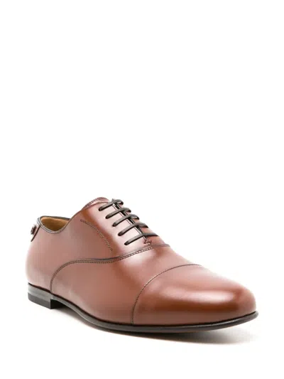 Ferragamo Almond-toe Leather Lace-up Shoes In Brown