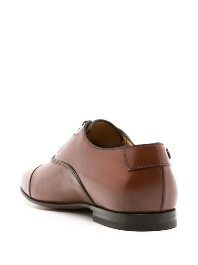 Ferragamo Almond-toe Leather Lace-up Shoes In Brown