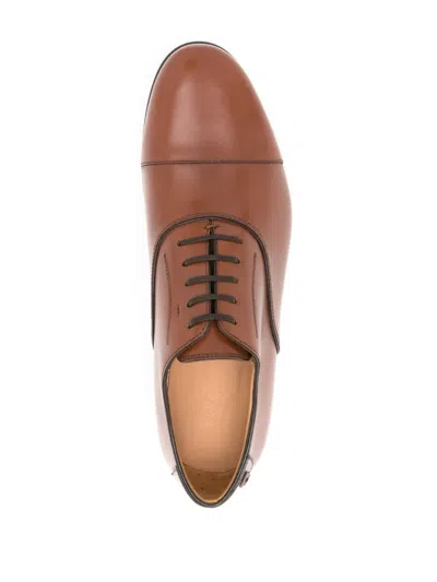 Ferragamo Almond-toe Leather Lace-up Shoes In Brown