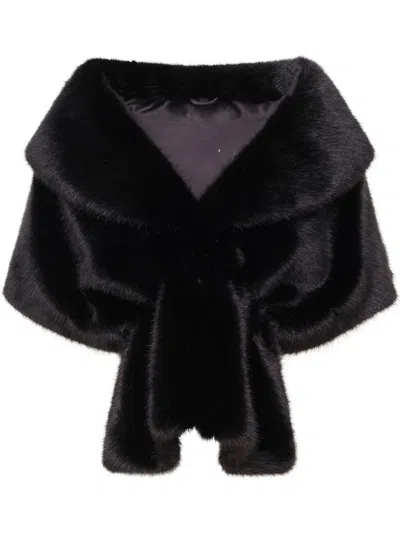 Unreal Fur Champagne Wrap In Black