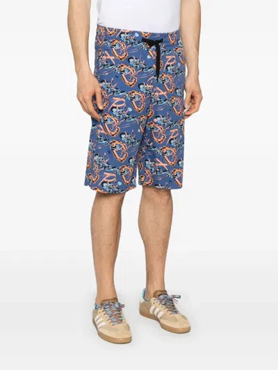 Apc Abstract-print Deck Shorts In 蓝色