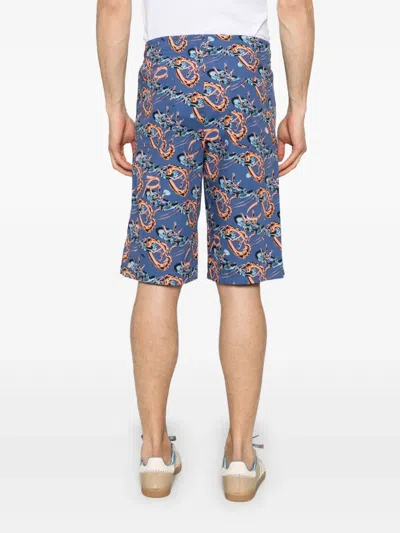Apc Abstract-print Deck Shorts In 蓝色