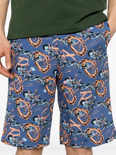 Apc Abstract-print Deck Shorts In 蓝色