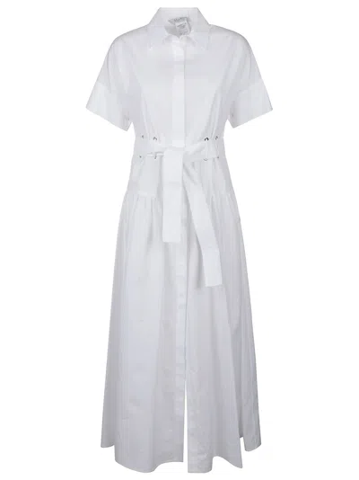Max Mara Poplin Chemisier Dress In Bianco Ottico