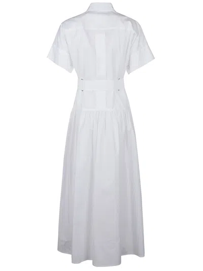 Max Mara Poplin Chemisier Dress In Bianco Ottico